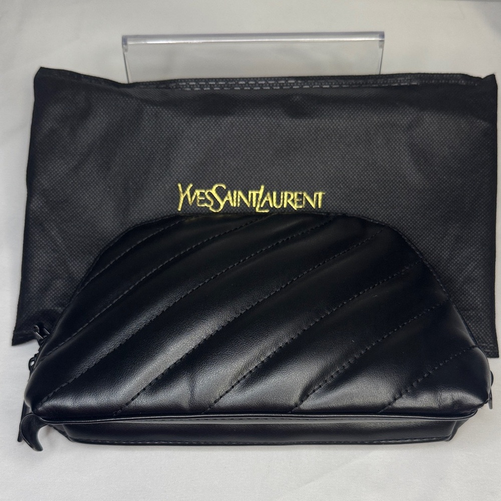Yves Saint Laurent Black Quilted Cosmetic Bag